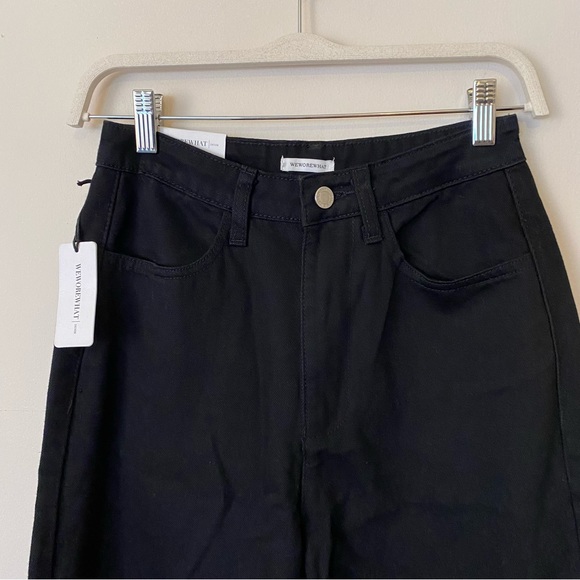 WEWOREWHAT women’s black rigid denim mom jeans in jet black size 27 NEW - Picture 4 of 8